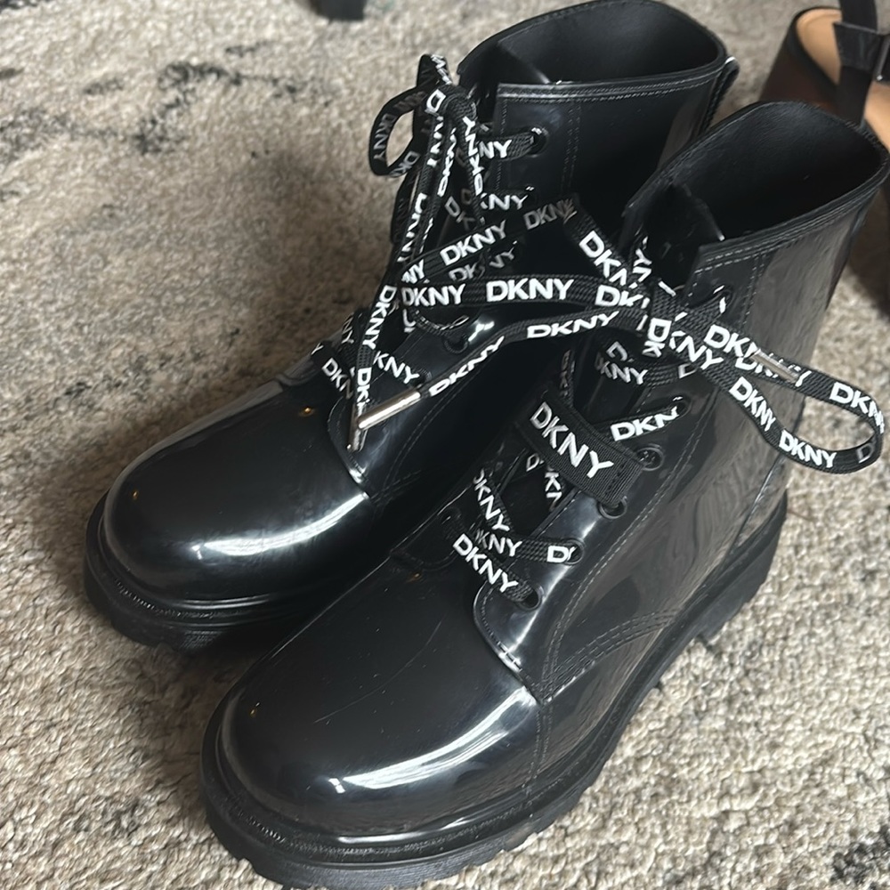 Black rubber boots similar to Doc Martens
